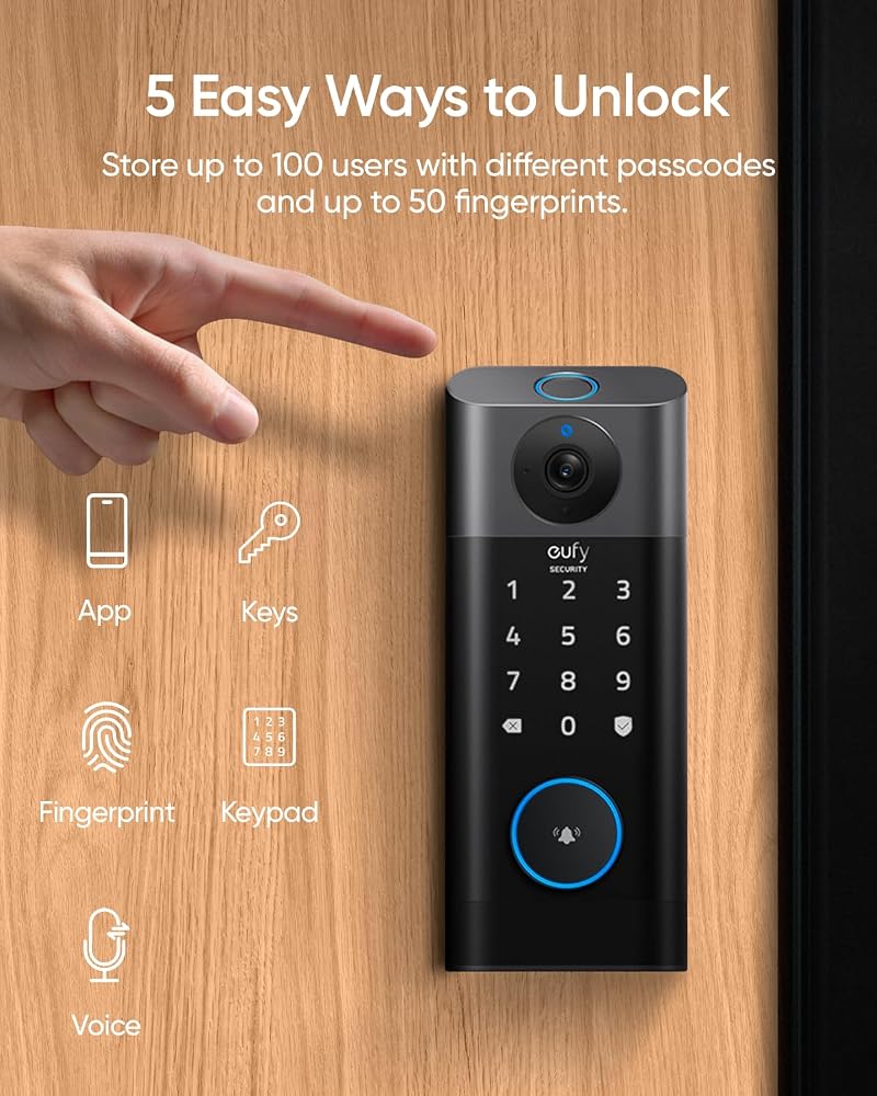3-in-1: fingerprint + doorbell + camera