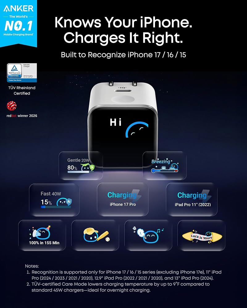On-screen wattage + fast charge